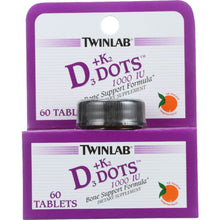 Load image into Gallery viewer, TWINLAB: D3 plus K2 Dots Tangerine 1000 IU, 60 tablets