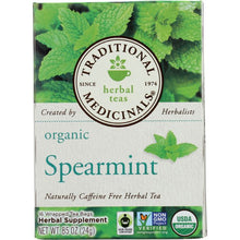 Load image into Gallery viewer, TRADITIONAL MEDICINALS: Organic Spearmint Caffeine Free Herbal Tea 16 Tea Bags, 0.85 oz