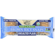 Load image into Gallery viewer, EDWARD & SONS: Organic Baked Brown Rice Snaps Unsalted Plain, 3.5 oz