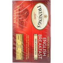 Load image into Gallery viewer, TWININGS OF LONDON: Classics English Breakfast Tea Naturally Decaffeinated, 20 Tea Bags, 1.41 oz