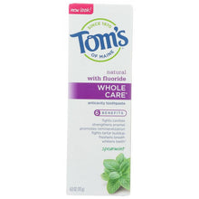 Load image into Gallery viewer, TOMS OF MAINE: Whole Care Spearmint Anticavity Toothpaste, 4 oz