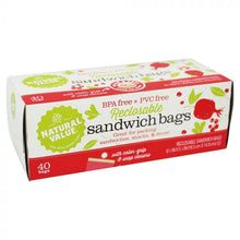 Load image into Gallery viewer, NATURAL VALUE: Sandwich Bags Reclosable, 40 bg