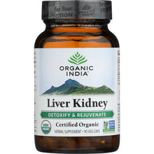 Load image into Gallery viewer, ORGANIC INDIA: Liver Kidney Detoxify and Rejuvenate, 90 Vegetarian Capsules