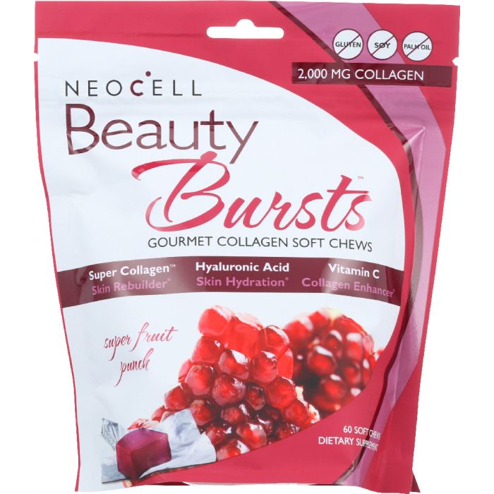 NEOCELL: Beauty Bursts Gourmet Collagen Soft Chews Super Fruit Punch, 60 Soft Chews