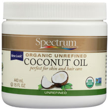 Load image into Gallery viewer, SPECTRUM ESSENTIALS: Organic Coconut Oil Unrefined, 15 oz
