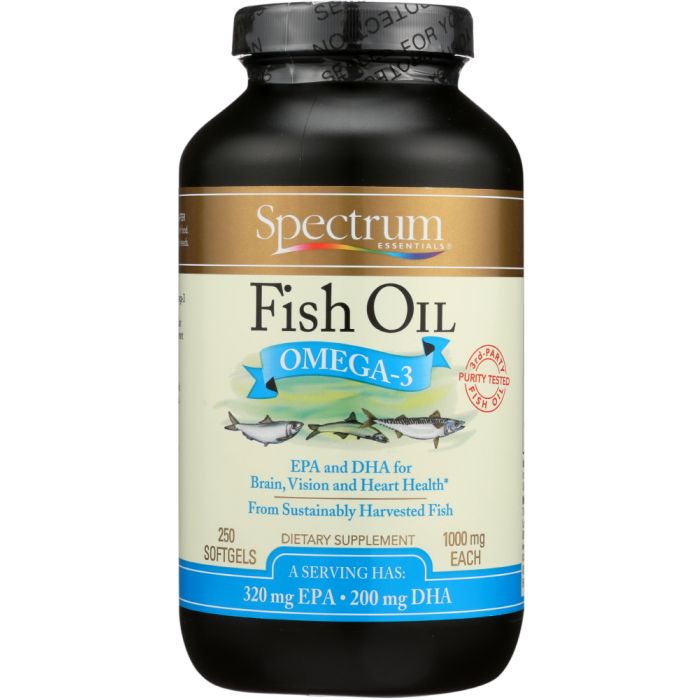 SPECTRUM ESSENTIAL: Fish Oil Omega-3 1000 mg, 250 Softgels