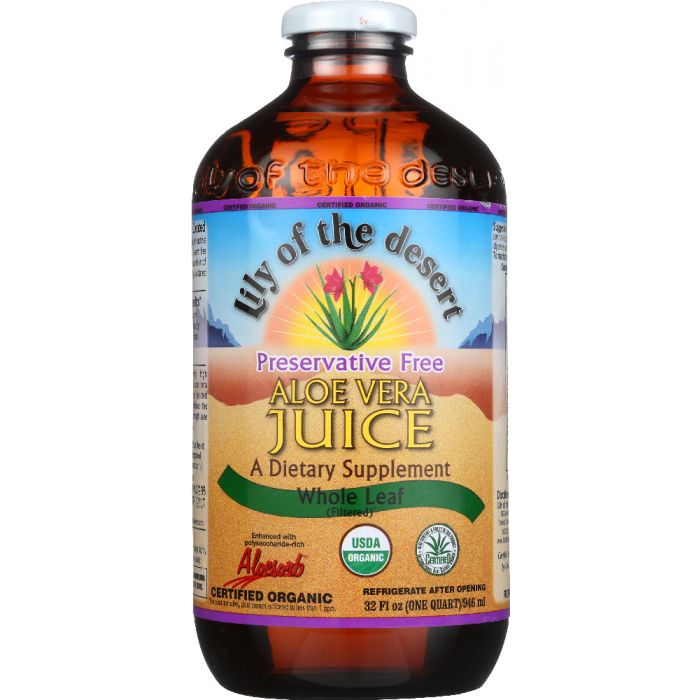 LILY OF THE DESERT: Organic Aloe Vera Juice Whole Leaf, 32 oz