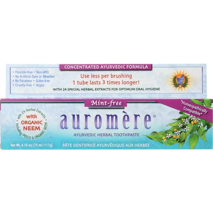 AUROMERE: Ayurvedic Herbal Toothpaste Mint-Free, 4.16 oz