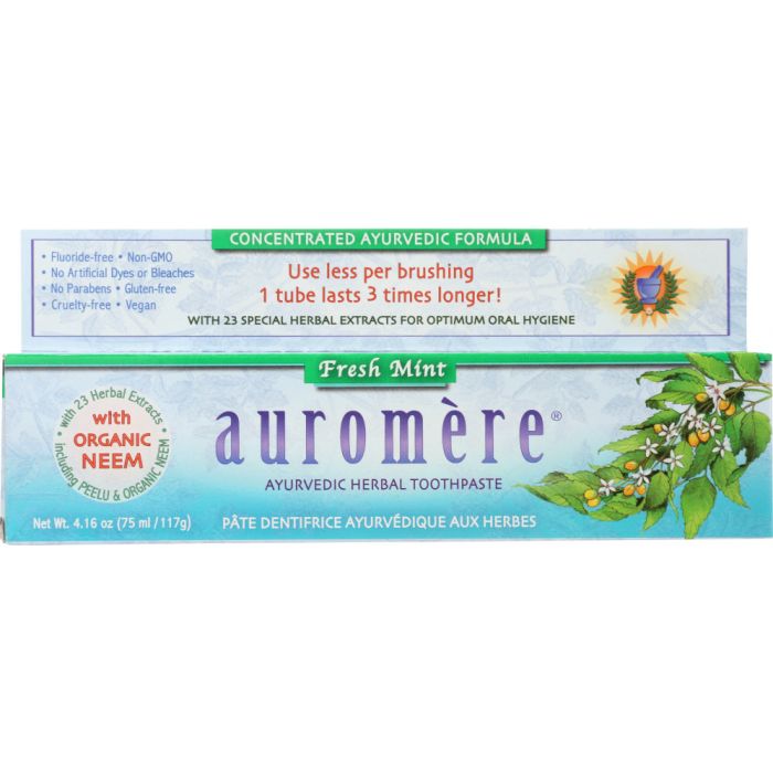 AUROMERE: Ayurvedic Herbal Toothpaste Fresh Mint, 4.16 oz