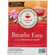Load image into Gallery viewer, TRADITIONAL MEDICINALS: Breathe Easy Caffeine Free Herbal Tea 16 Tea Bags, 0.85 oz
