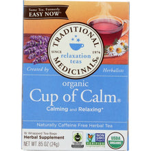 Load image into Gallery viewer, TRADITIONAL MEDICINALS: Organic Cup of Calm Caffeine Free Herbal Tea 16 Tea Bags, 0.85 oz

