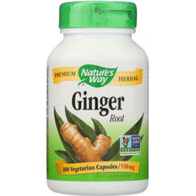 Load image into Gallery viewer, NATURES WAY: Ginger Root 550 mg, 100 Veg Capsules
