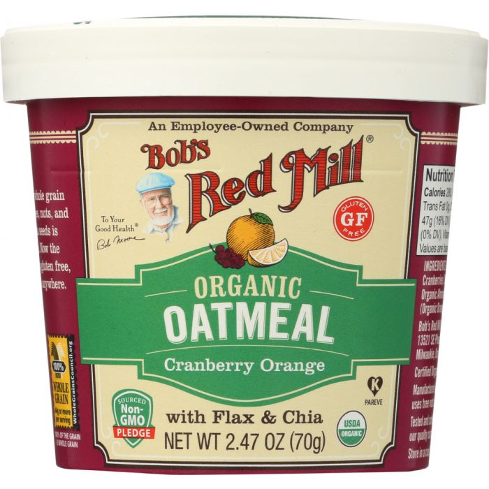BOBS RED MILL: Organic Oatmeal Cup Cranberry Orange, 2.47 oz