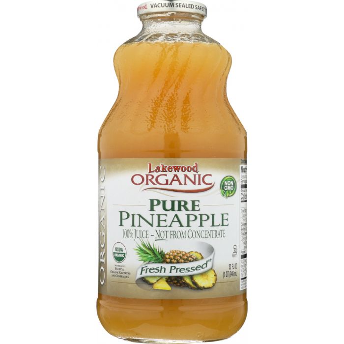 LAKEWOOD ORGANIC: 100% Pure Pineapple Juice, 32 oz