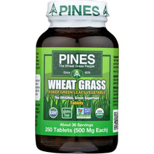 Load image into Gallery viewer, PINES WHEAT GRASS: Organic Wheat Grass 500 mg, 250 Tablets
