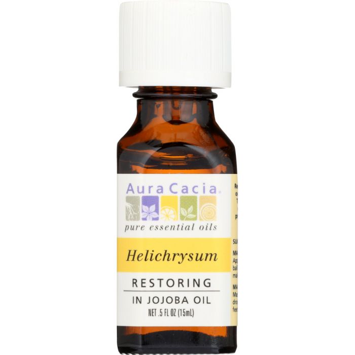 AURA CACIA: Pure Essential Oil Restoring Helichrysum in Jojoba Oil, 0.5 oz