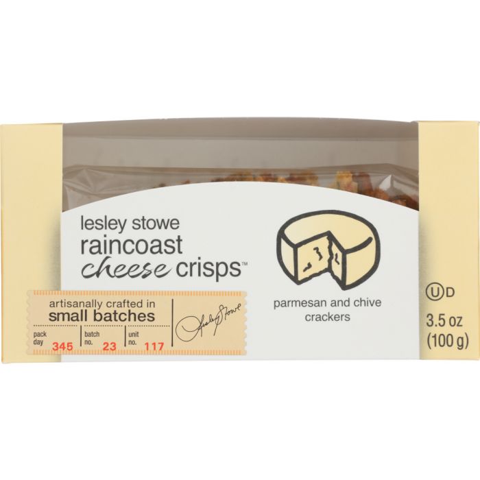 LESLEY STOWE: Parmesan And Chive Cheese Crisps, 3.5 oz