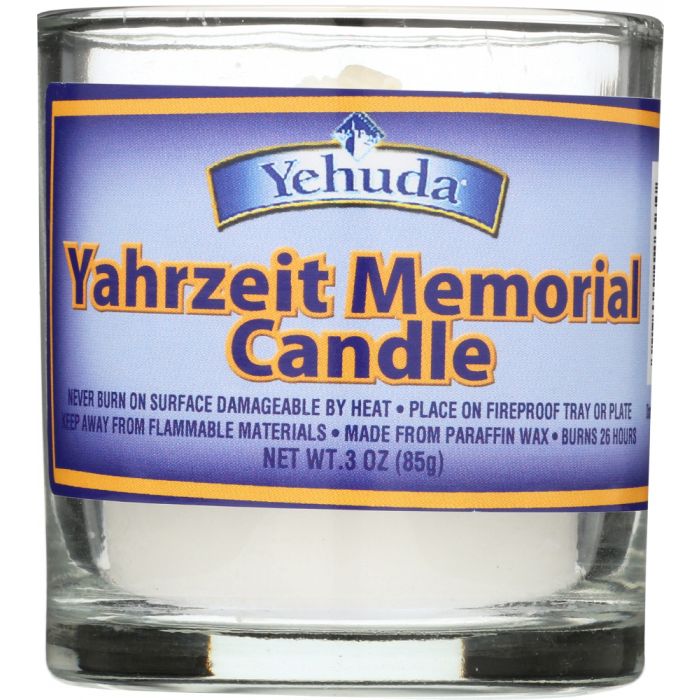 YEHUDA: Yahrzeit Memorial Candle Glass Tumbler, 1 ct