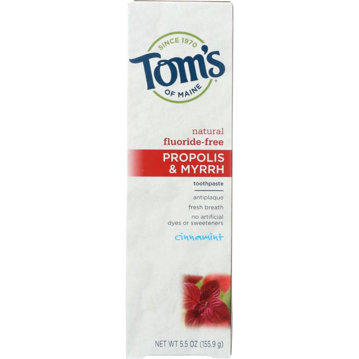 TOMS OF MAINE: Fluoride-Free Propolis & Myrrh Toothpaste Cinnamint, 5.5 Oz