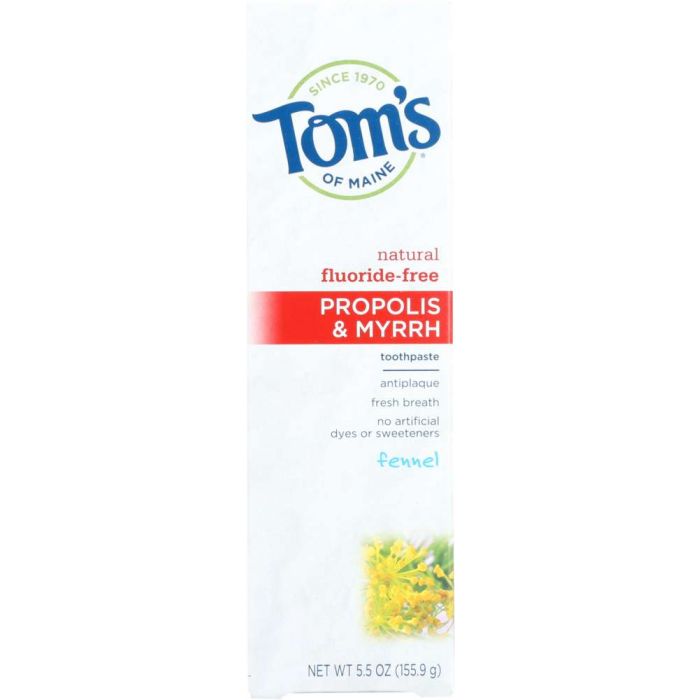 TOMS OF MAINE: Antiplaque Propolis & Myrrh Toothpaste Flouride-Free Fennel, 5.5 Oz