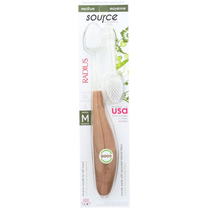 RADIUS: Source Toothbrush with Replacement Head Medium Bristle, 1 Tootbrush