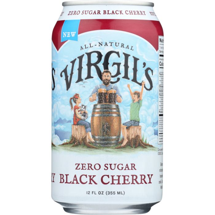 VIRGILS: Zero Sugar Soda Black Cherry 6-12 fl oz, 72 fl oz