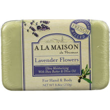 Load image into Gallery viewer, A LA MAISON DE PROVENCE: Hand &amp; Body Bar Soap Lavender Flowers, 8.8 Oz
