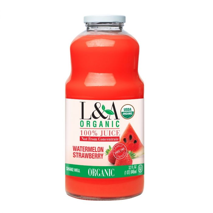 L & A JUICE: Organic Watermelon Strawberry Juice, 32 Oz
