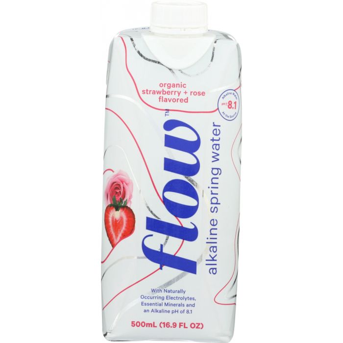 FLOW WATER: Water Alkaline Strawberry Rose, 16.9 oz