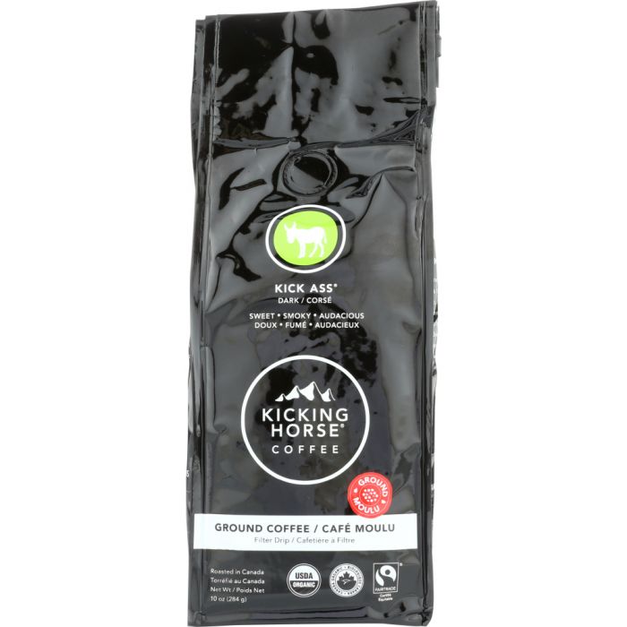 KICKING HORSE: Organic Kick Ass Dark Roast Ground Coffee, 10 oz