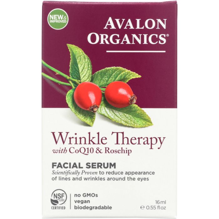 AVALON ORGANICS: Wrinkle Therapy with CoQ10 & Rosehip Facial Serum, 0.55 oz