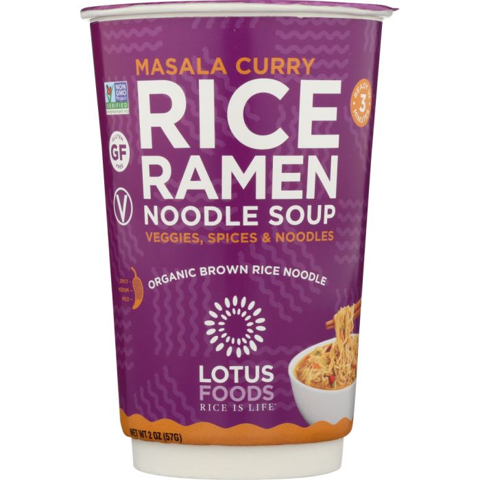 LOTUS FOODS: Noodle Brown Rice Cup Masala Curry, 2 oz