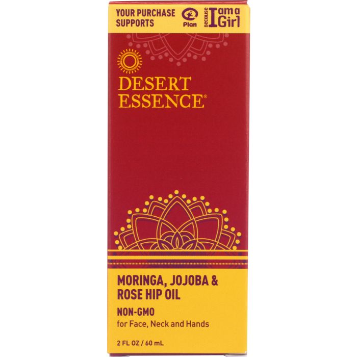 DESERT ESSENCE: Moringa Jojoba and Rose Hip Oil, 2 oz