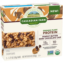 Load image into Gallery viewer, CASCADIAN FARM: Peanut Butter Dark Chocolate Chip Chewy Bars, 8.85 oz
