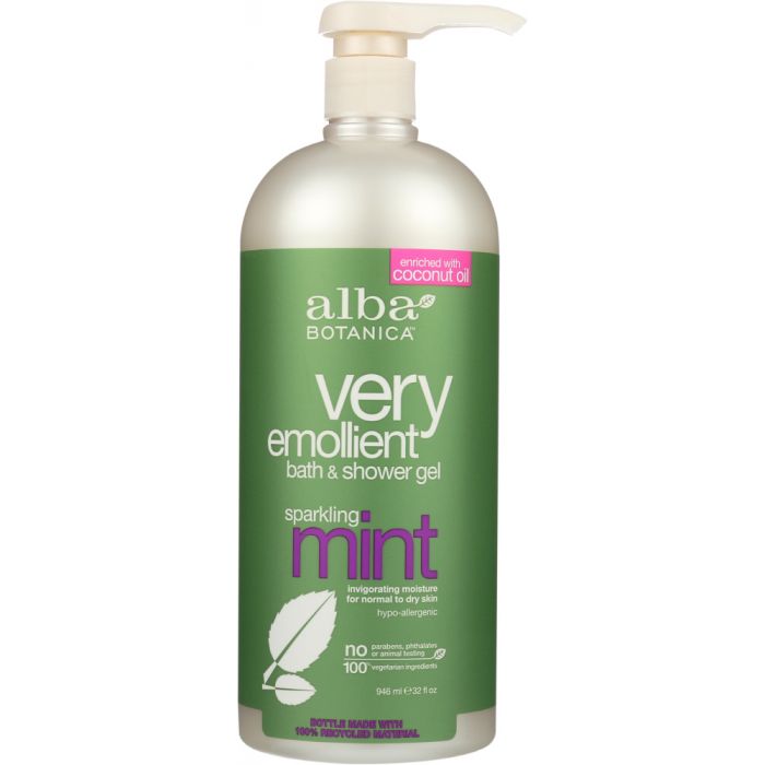 ALBA BOTANICA: Very Emollient Bath & Shower Gel Sparkling Mint, 32 oz