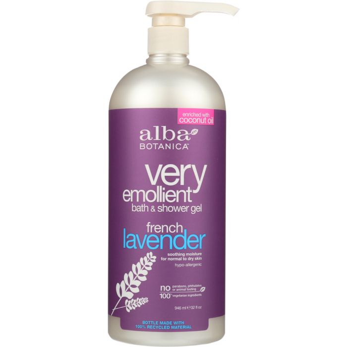 ALBA BOTANICA: Very Emollient Bath & Shower Gel French Lavender, 32 oz