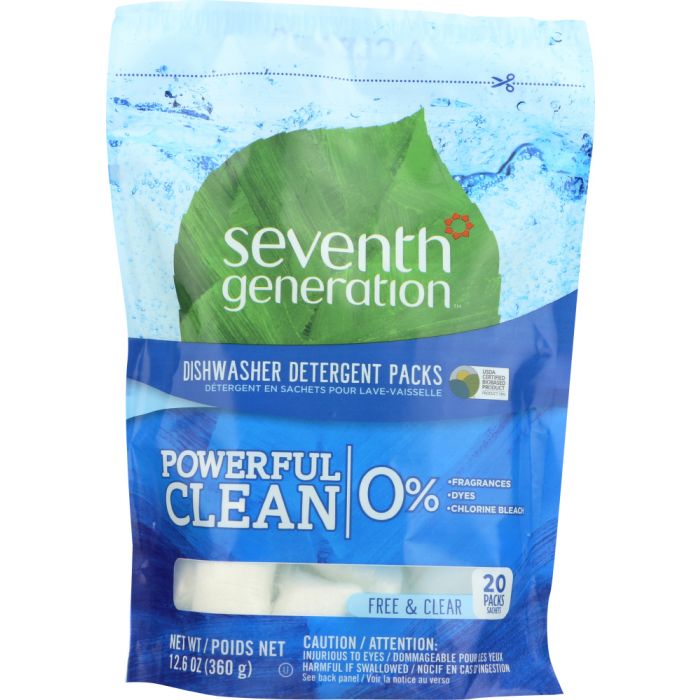 SEVENTH GENERATION: Natural Dishwasher Detergent Packs Free & Clear 20 packs, 12.6 oz