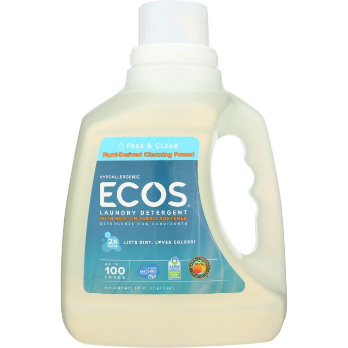 EARTH FRIENDLY: Ecos 2x Ultra Laundry Detergent Free and Clear, 100 oz