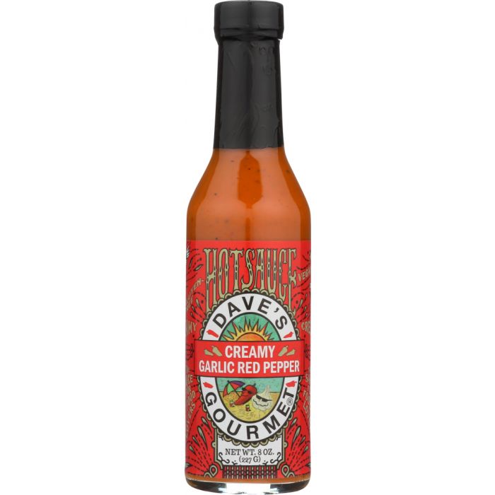 DAVES GOURMET: Creamy Garlic Red Pepper Hot Sauce, 8 oz