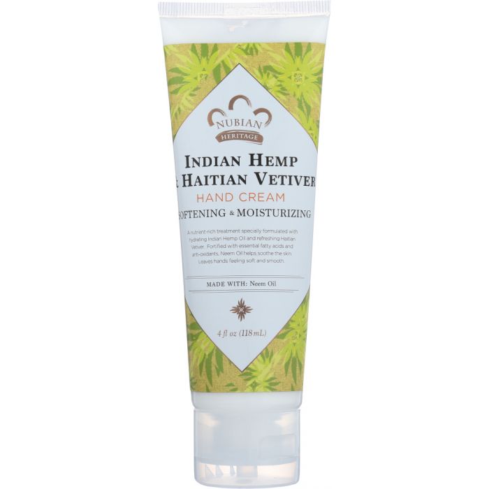 NUBIAN HERITAGE: Hand Cream Indian Hemp & Haitian Vetiver with Neem Oil, 4 oz