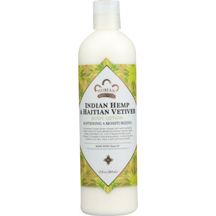 NUBIAN HERITAGE: Body Lotion Indian Hemp & Haitian Vetiver, 13 oz