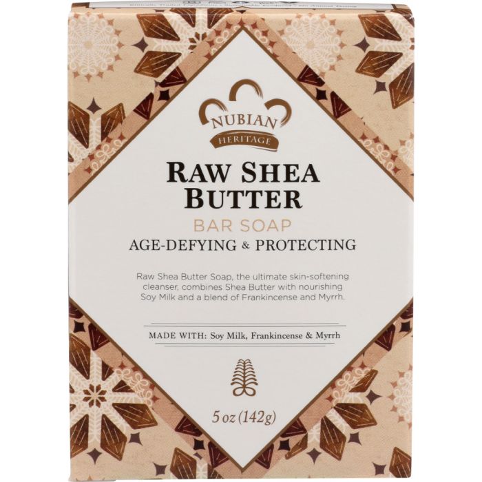 NUBIAN HERITAGE: Bar Soap Raw Shea Butter with Soy Milk Frankincense and Myrrh, 5 oz