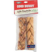 Load image into Gallery viewer, CASTOR &amp; POLLUX: Good Buddy Braided Dog Chew Sticks Rawhide 7-8 Inches, 2 pc
