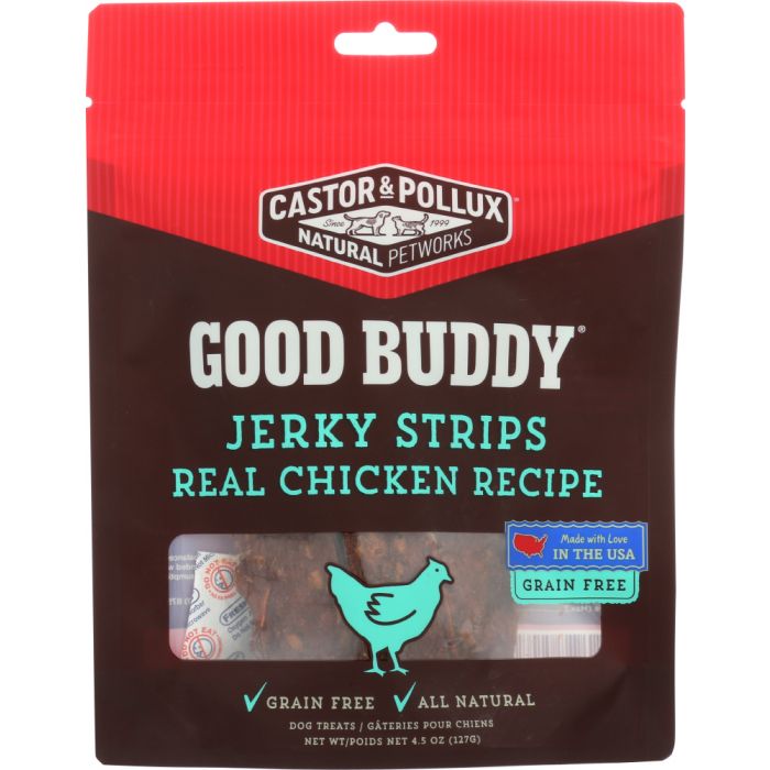 CASTOR & POLLUX: Dog Treat Good Buddy Jerky Strip Chicken, 4.5 oz