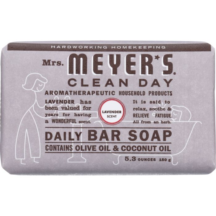 MRS MEYERS CLEAN DAY: Daily Bar Soap Lavender Scent, 5.3 oz