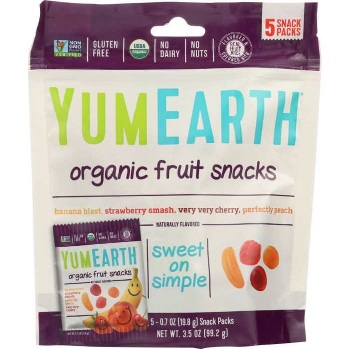 YUMEARTH ORGANICS: Organic Fruit Snacks 5 Snack Packs, 3.5 oz