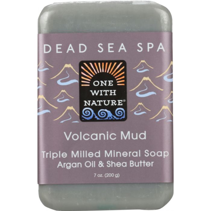 ONE WITH NATURE: Volcanic Mud Triple Milled Mineral Bar Soap Argan Oil & Shea Butter, 7 oz