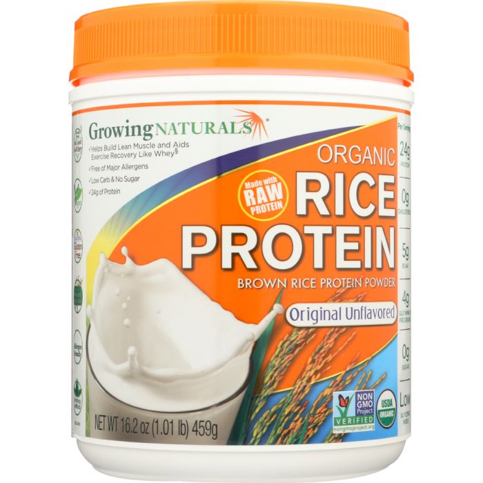 GROWING NATURALS: Organic Raw Rice Protein Original, 16.2 oz