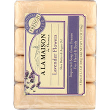 Load image into Gallery viewer, A LA MAISON DE PROVENCE: Traditional French Milled Bar Soap Value Pack Lavender Flowers 4 Bars, 14 oz
