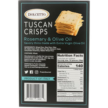 Load image into Gallery viewer, DOLCETTO: Dolcetto Rosemary + Olive Oil Tuscan Crisps, 5.3 oz
